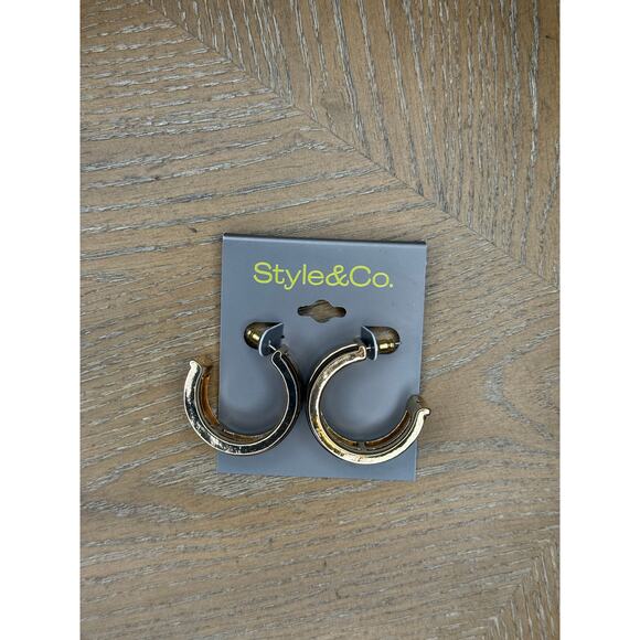 Style & Co. Jewelry - Style & Co Gold Double Hoop Earrings Chunky Open Hoops 1.5”